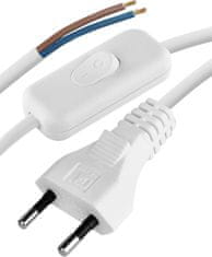 EMOS S08272 priključni kabel s prekidačem, PVC, 2x0,75 mm, 2 m, bijela