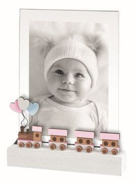 MASCAGNI A1134 VLAK RUŽIČASTI AKRIL okvir drvo 13x18