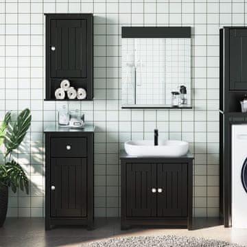 Vidaxl BERG set kupaonskog namještaja od 3 dijela, crni, bor