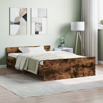 Vidaxl Okvir kreveta s uzglavljem i podnožjem, dimljeni hrast 120x200 cm