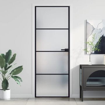 Vidaxl Unutarnja vrata Crna 76x201,5 cm Staklo i aluminij