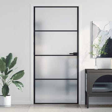 Vidaxl Unutarnja vrata Crna 93x201,5 cm Staklo i aluminij
