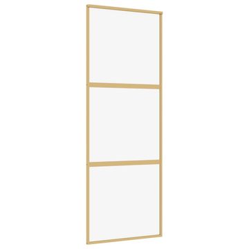 Vidaxl Klizna vrata zlatna 76x205 cm prozirno staklo ESG i aluminij