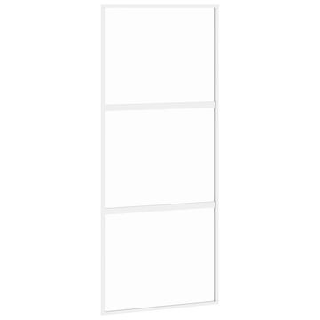 Vidaxl Klizna vrata bijela 90 x 205 cm od kaljenog stakla i aluminija