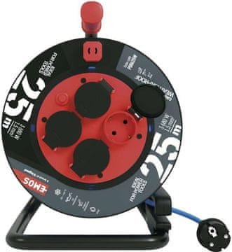 EMOS P08625W produžni kabel na kolutu, 25 m, PVC, 4 utičnice, 230 V, 1,5 mm, plava