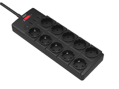 Well Razdjelnik 220V 1/10, 2m, 3x USB-A + 1x USB-C, zaštita od prenapona, 16A, 3680W