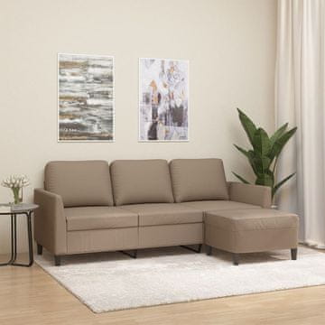 Vidaxl Trosjed s podnožjem, Cappuccino, 180 cm, umjetna koža