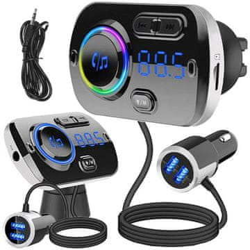 Verkgroup 8V1 auto FM odašiljač SD bluetooth 2x USB 12-24V LED RGB
