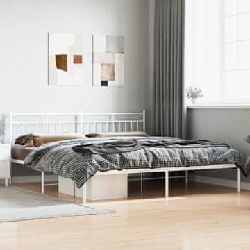 Vidaxl Metalni okvir kreveta s uzglavljem bijeli 193x203 cm