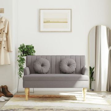 Vidaxl Klupa s jastucima, smeđa, 113x64,5x75,5 cm, tkanina