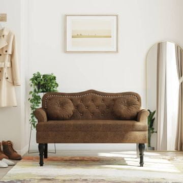 Vidaxl Klupa s jastucima smeđa 120,5 x 65 x 75 cm umjetna antilop
