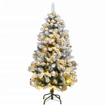 Vidaxl Umjetno božićno drvce na šarke sa 150 LED lampica i kuglica, 120 cm