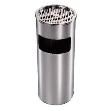 eoshop Nehrđajući koš za otpatke s pepeljarom 34 L, Ø24 x 59 cm, srebrni