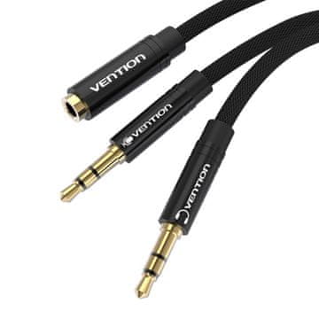 MojPlanet Audio kabel mini jack 3,5 mm ženski na 2x mini jack 3,5 mm muški Vention BBLBAB 0,6 m (crni)