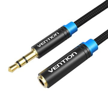 MojPlanet Audio kabel Pleteni 3,5 mm muško-ženski Vention VAB-B06-B150-M 1,5 m Crni