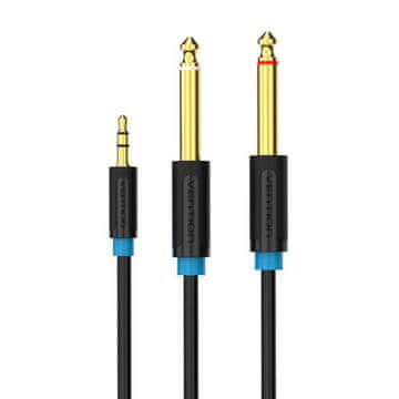 MojPlanet Audio kabel TRS 3,5 mm na 2 x 6,35 mm Vention BACBJ 5 m Crni