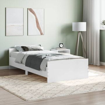 Vidaxl Okvir kreveta Bijeli 90x190 cm Materijal na bazi drveta