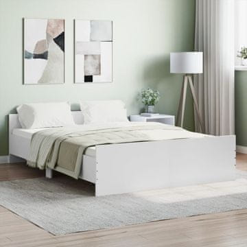 Vidaxl Okvir kreveta s uzglavljem i podnožjem Bijeli 140x190 cm