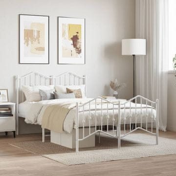 Vidaxl Metalni okvir kreveta s uzglavljem i podnožjem bijeli 120x190 cm