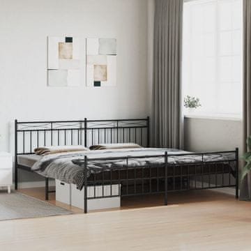 Vidaxl Metalni okvir kreveta s uzglavljem i podnožjem crni 193x203 cm