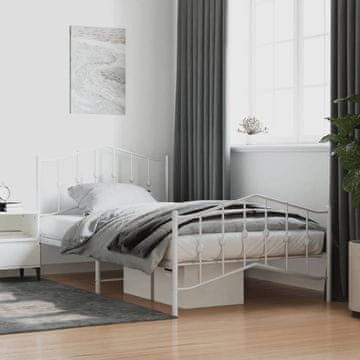 Vidaxl Metalni okvir kreveta s uzglavljem i podnožjem bijeli 100x200 cm