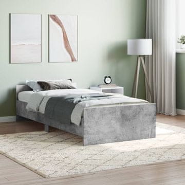 Vidaxl Okvir za krevet Betonsko-sivi 100x200 cm Materijal na bazi drva