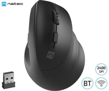 Natec Crake 2 vertikalni bežični miš, 2400DPI, Bluetooth, za dešnjake (MOUSE-NAT-CRAKE2-R)