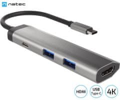 Natec Fowler Slim USB hub, 2x USB, USB-C, HDMI (USB-HUB-NAT-FOWLER-SLIM)