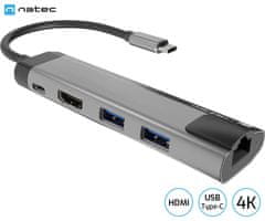 Natec Fowler Go USB hub, 2x USB, HDMI, Ethernet, USB-C (USB-HUB-NAT-FOWLER-GO)