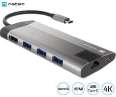 Natec Fowler Plus USB hub, 3x USB-A, HDMI, Ethernet, USB-C, microSD (USB-HUB-NAT-FOWLER-PLUS)