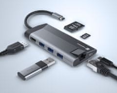 Natec Fowler Plus USB hub, 3x USB-A, HDMI, Ethernet, USB-C, microSD (USB-HUB-NAT-FOWLER-PLUS)