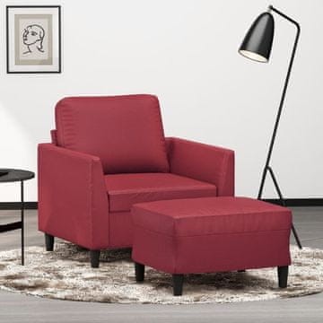 Vidaxl Fotelja s podnožjem, vinsko crvena, 60 cm, umjetna koža