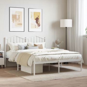 Vidaxl Metalni okvir kreveta s uzglavljem bijeli 150x200 cm