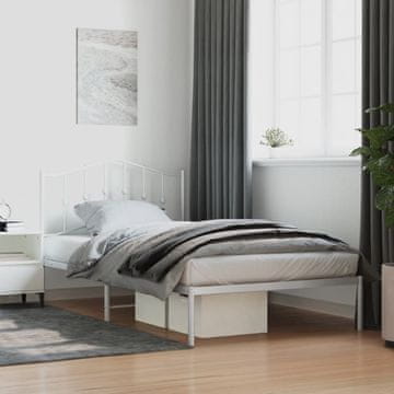 Vidaxl Metalni okvir kreveta s uzglavljem bijeli 100x200 cm