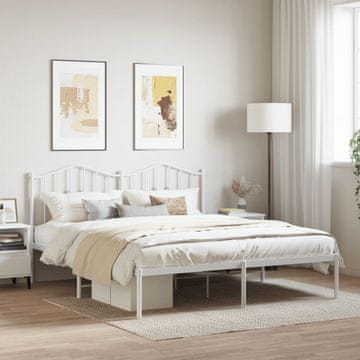 Vidaxl Metalni okvir kreveta s uzglavljem bijeli 183x213 cm