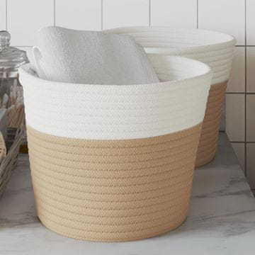 Vidaxl Košare za pohranu, set od 2, bež i bijele, Ø24x18 cm