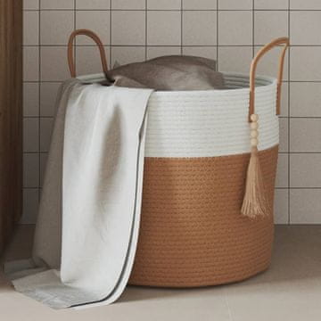 Vidaxl Košara za pohranu smeđa i bijela Ø40x35 cm pamučna
