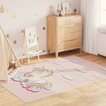 Vidaxl Dječji tepih, ružičasti, 160x230 cm, jednorog, neklizajući