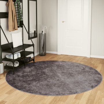 Vidaxl Perivi tepih, sivi, Ø 200 cm, protuklizni