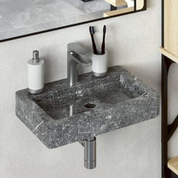 Vidaxl Zidni umivaonik sivi 38x24x6,5 cm mramorni