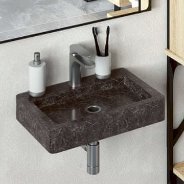 Vidaxl Zidni umivaonik crni 38x24x6,5 cm mramorni