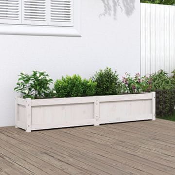 Vidaxl Vrtna žardinjera, bijela, 150x31x31 cm, masivno borovo drvo