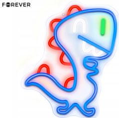 Forever Baby Dino Neon LED svjetlo, ukrasno, podesiva svjetlina, USB, on/off prekidač, plava-crvena-zelena-bijela