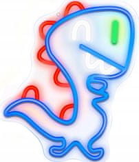Forever Baby Dino Neon LED svjetlo, ukrasno, podesiva svjetlina, USB, on/off prekidač, plava-crvena-zelena-bijela