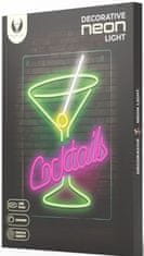 Forever Cocktails Neon LED svjetlo, ukrasno, podesiva svjetlina, USB, prekidač za uključivanje/isključivanje, zeleno-žuto-bijelo-ružičasto