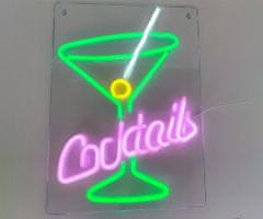 Forever Cocktails Neon LED svjetlo, ukrasno, podesiva svjetlina, USB, prekidač za uključivanje/isključivanje, zeleno-žuto-bijelo-ružičasto