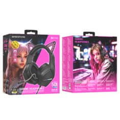 Borofone BO106 gaming slušalice z mačjimi ušesi USB / 3.5mm jack, crno/ružičasta