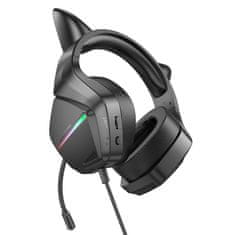 Borofone BO106 gaming slušalice z mačjimi ušesi USB / 3.5mm jack, crno/ružičasta