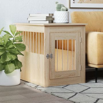 Vidaxl Kavez za pse, hrast sonoma, 55x75x65 cm, materijal na bazi drva