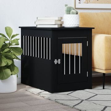 Vidaxl Kavez za pse, crni, 55x80x68 cm, materijal na bazi drva